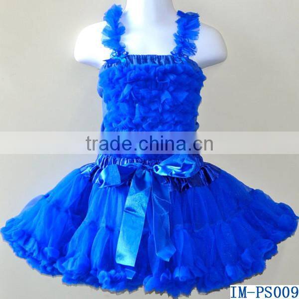 Hot Sale Children White Cotton Flower Top Chiffon Ruffle Petti Skirt Sets for Girls IM-PS002