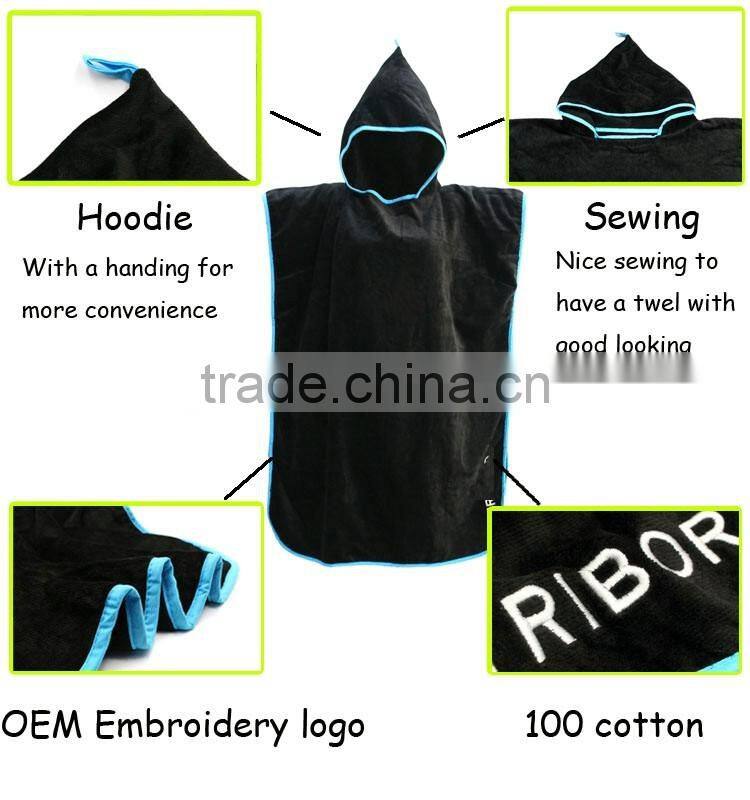 100% Cotton changing robe hooded towel custom Suft poncho