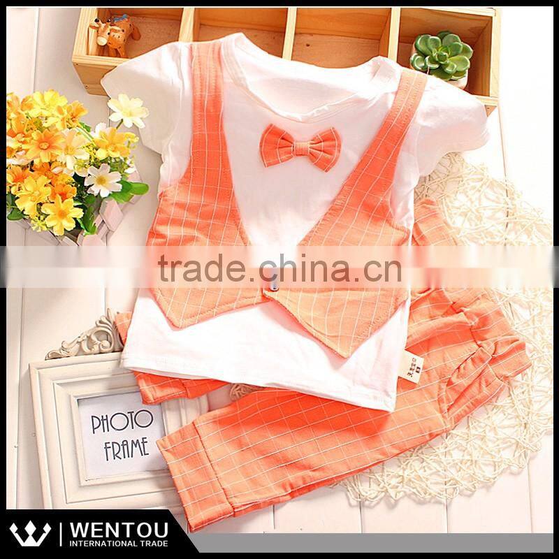 Summer Lattice vest Tie Bow-tie Baby Boy Suit