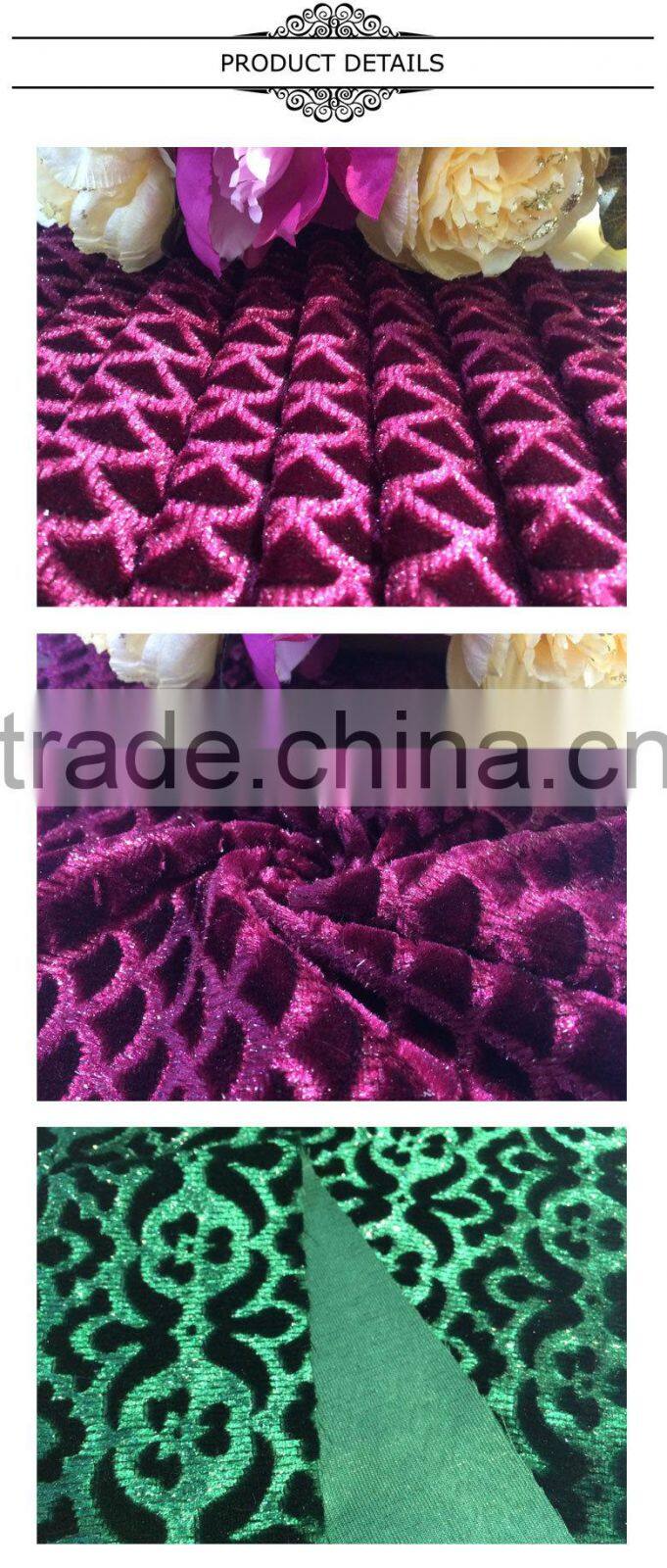 100% polyester factory lurex brushed velboa