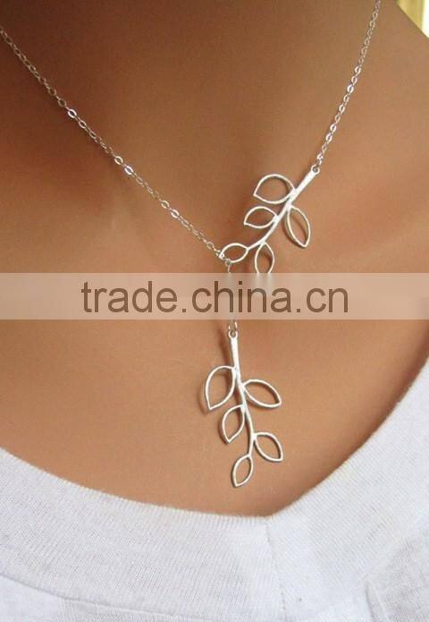 Tree Leaf Silver Chain Necklace Alloy Link New Bib Necklace 2017