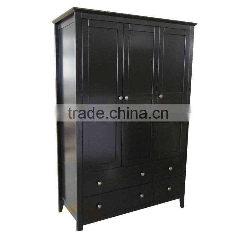 MDF New Zealand Pine solid wood cheap price wooden wardrobes with 3 doors