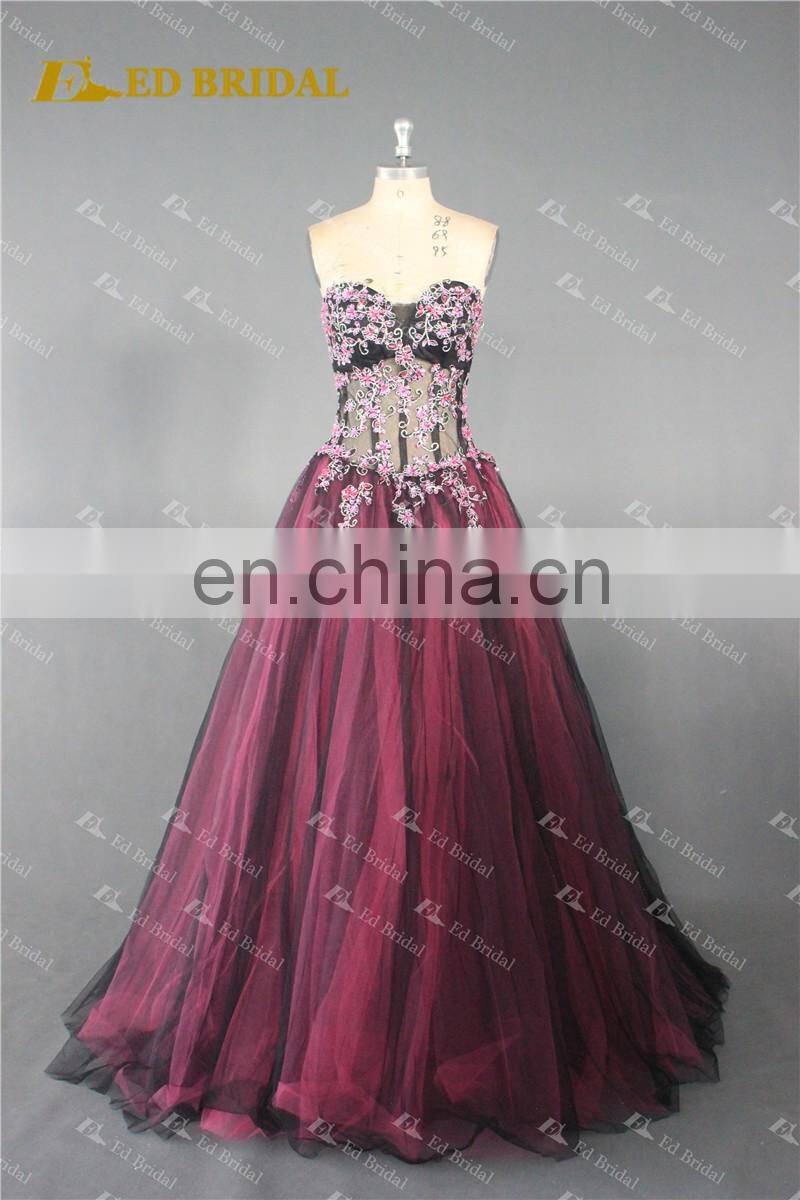 LN135 Sexy See Through Corset Lace Appliqued A Line Real Sample Prom Dresses Made In China
