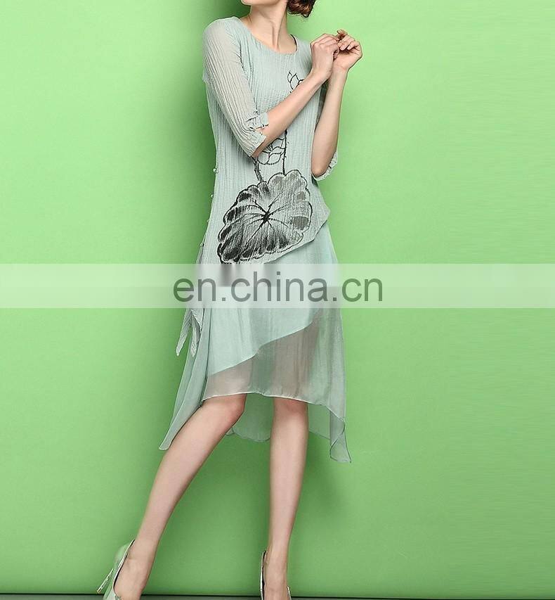 2015 new design half sleeve lady custom dress shirt