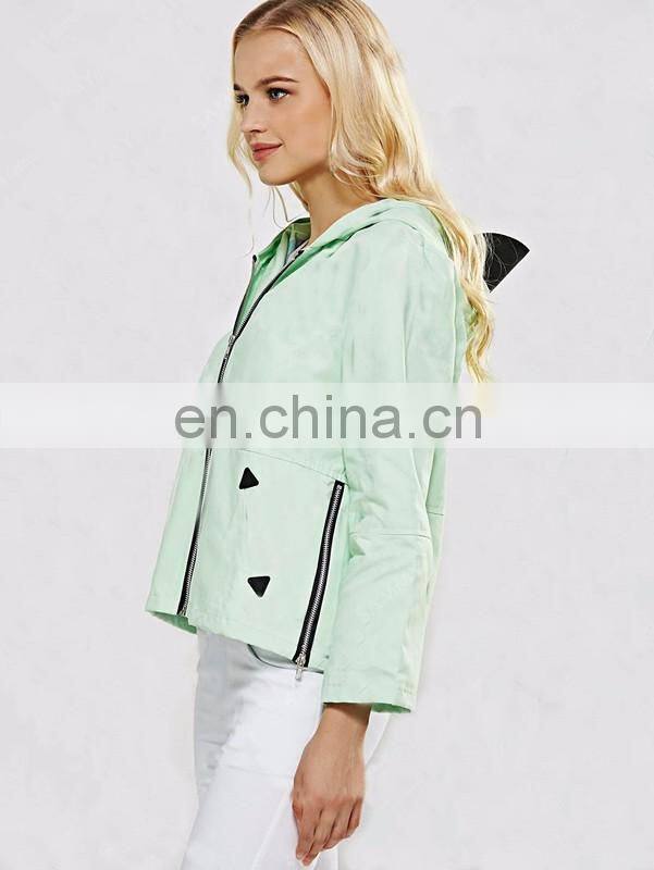 Wholesale spring fashionable women zipper hoodie jacket
