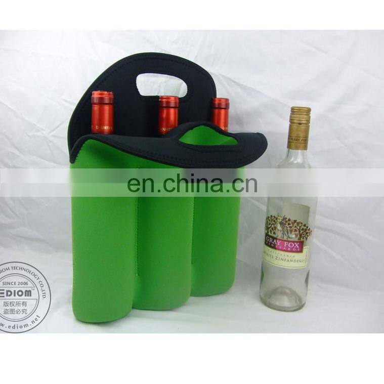 Hot selling new arrival 750ml neoprene reusable divided wine tote bag