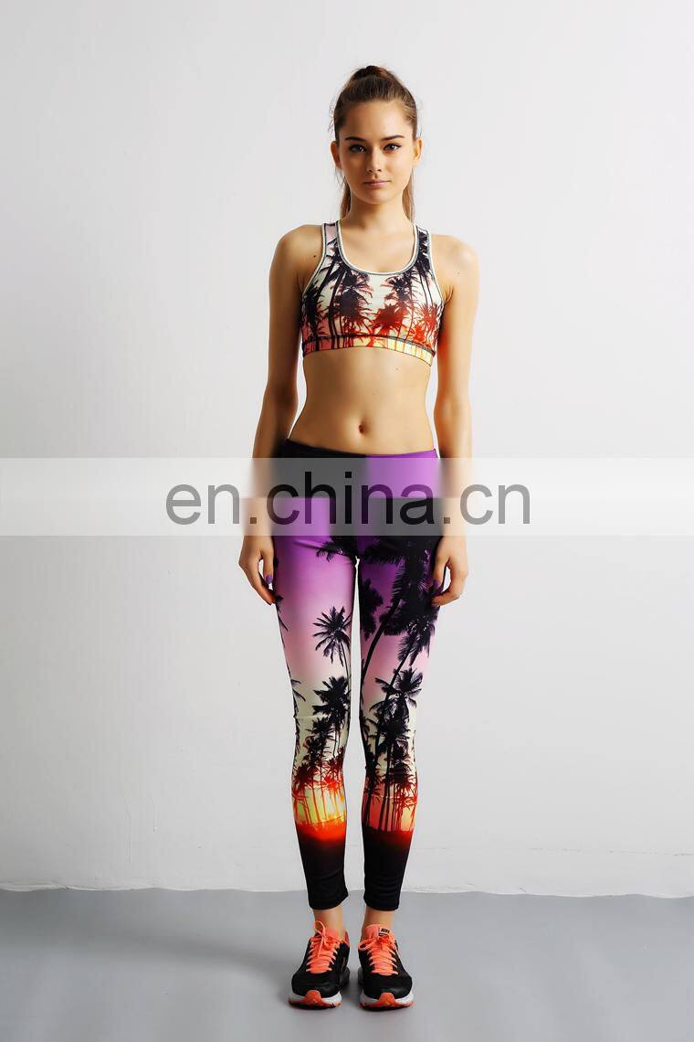 Wholesale New Style Custom Printing Sublimation 4 Needles 6 Thread Women Yoga Set