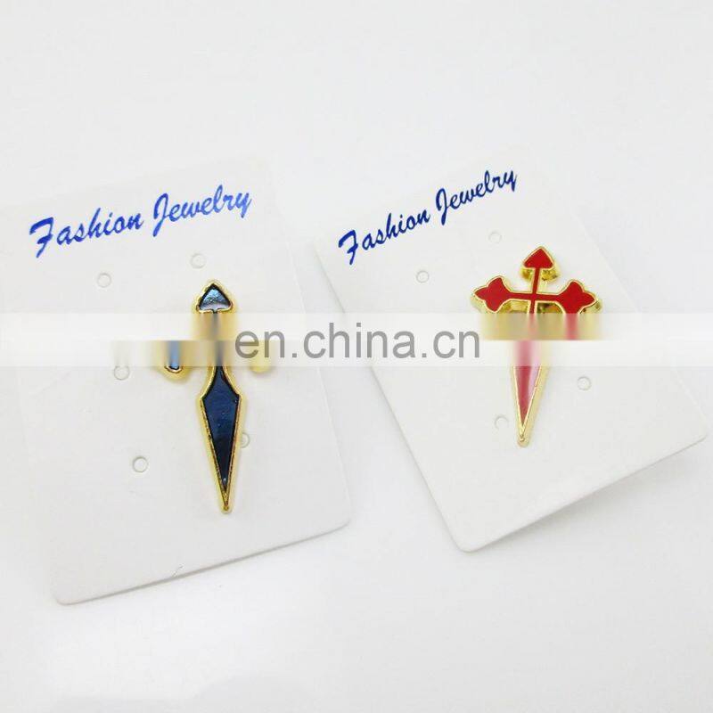 Gold Plated Red and Royal Blue Saint James Crusader Cross Brooches Lapel Pin