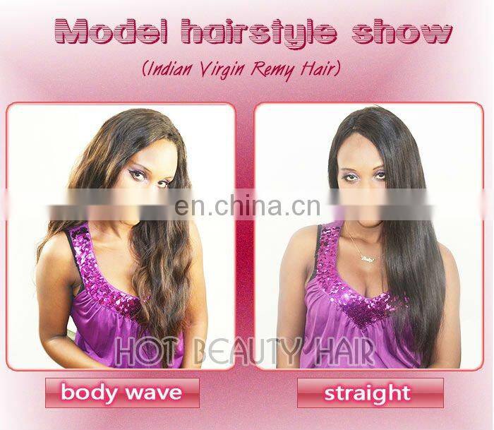 Indian virgin remy human hair extension, Hot Beauty Hair clip in hair