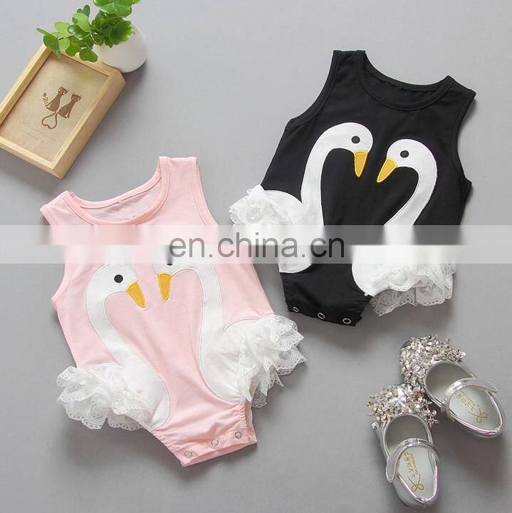 Fashion Swan Lace Summer Princess Cotton Newborn Baby Romper
