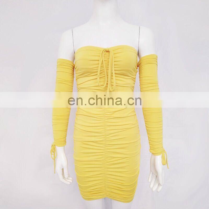 Lady off shoulder dress flat shoulder long sleeve sexy dress