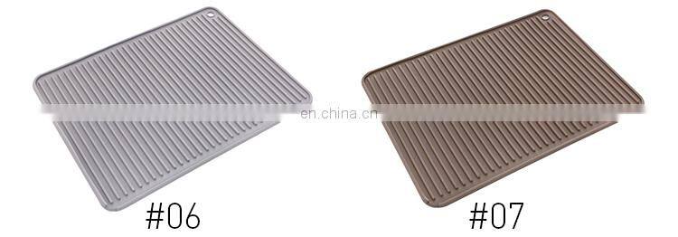 Kitchen use drain pad heat resistant cooking pot holder rectangular PVC dish drying mat