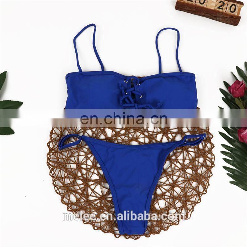 Solid Red Ruffle Swimsuit Female Bandeau Bikinis 2020 Short Sleeve Swimwear Women Tie Side Bathing Suit High Cut Biquini Bikini