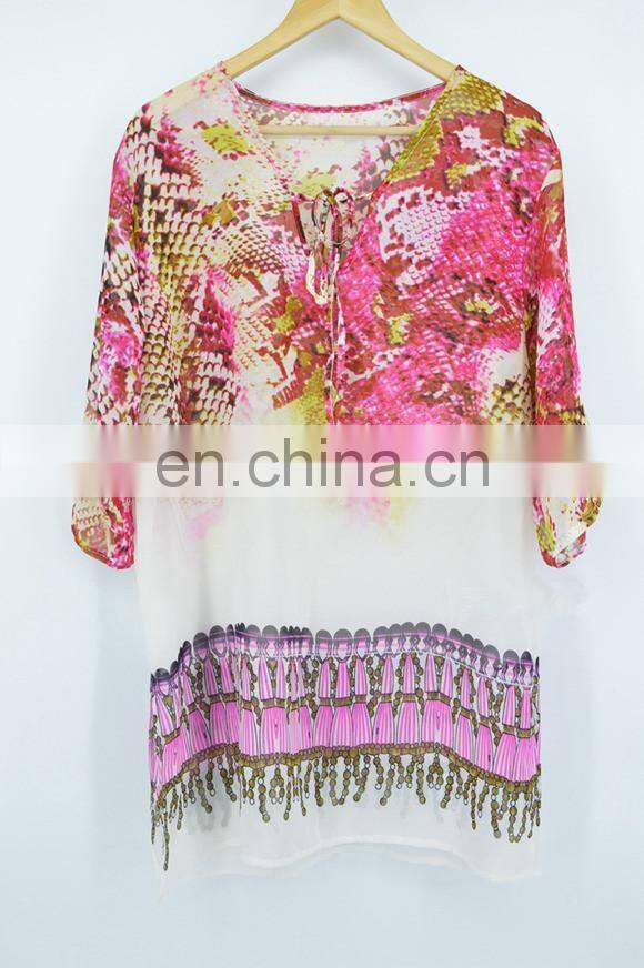 Bathing suit cover ups Kaftan Beach 2019 Beach tunic Beach Cover up Print Snake Robe de Plage Swimwear