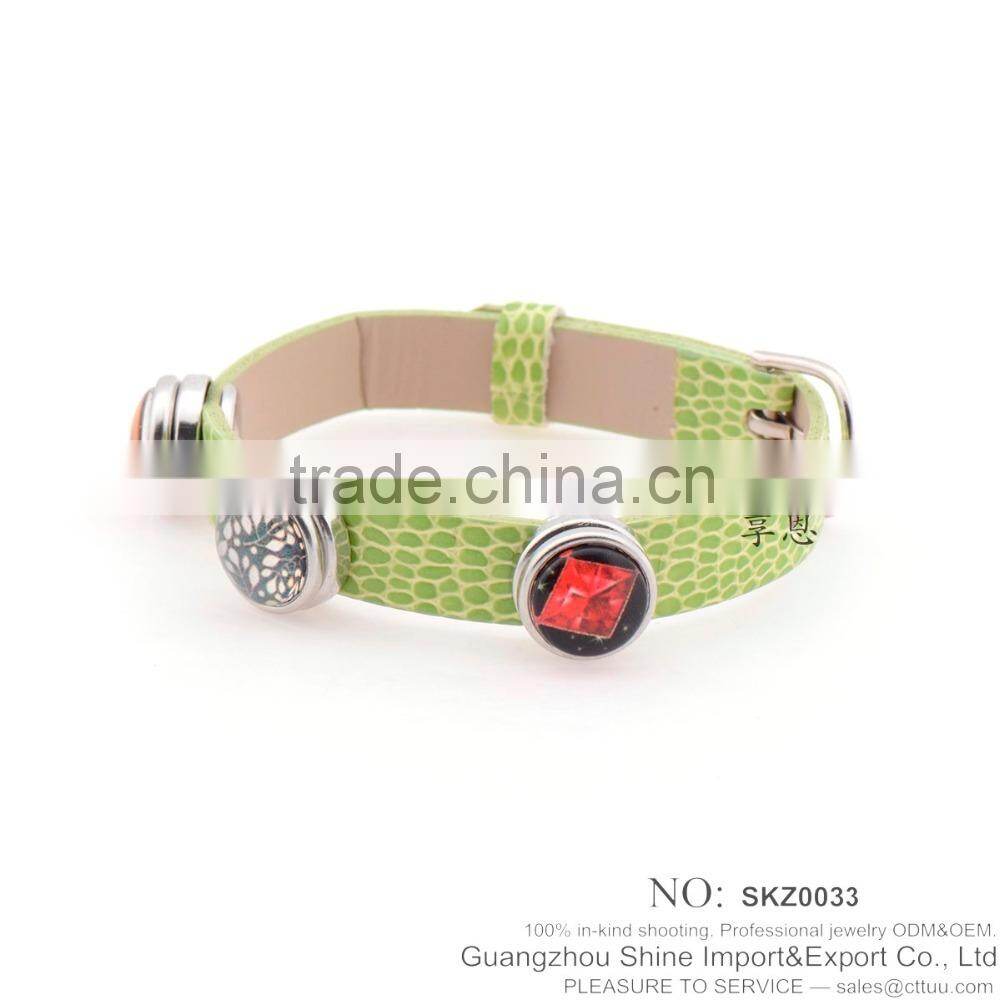 Hot sale real genuine leather bracelet with snap button bracelet