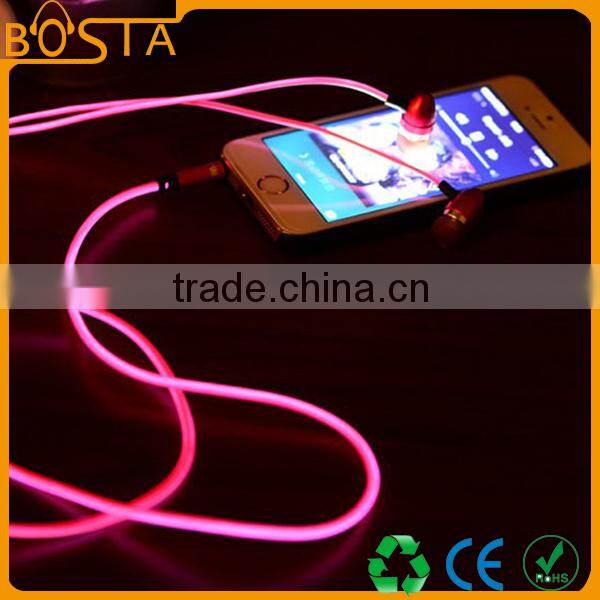 Full light 3.5mm Connectors and In-Ear glowing LED metal stylish fashion earbuds