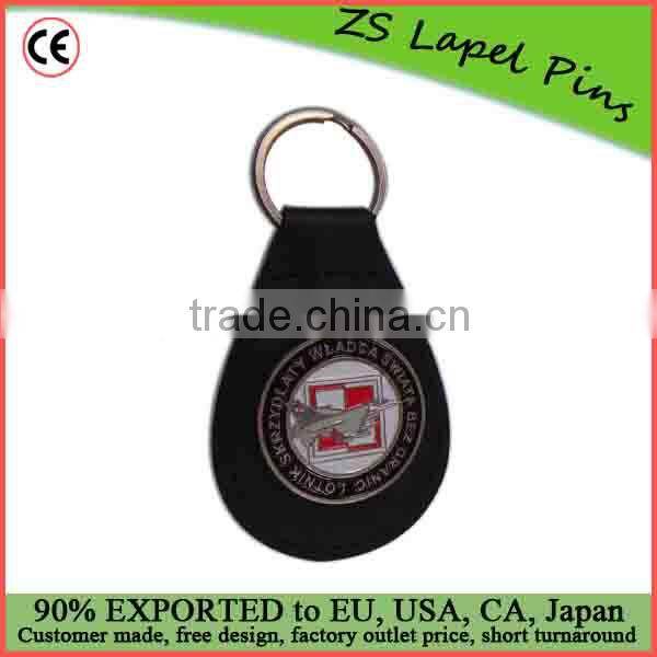 metal badge leather keyring