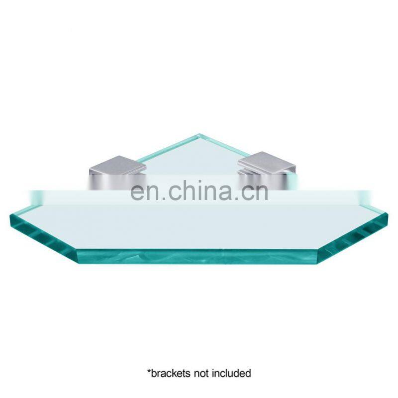 GF006 Corner Pentagon Glass chrome floating glass shelf brackets