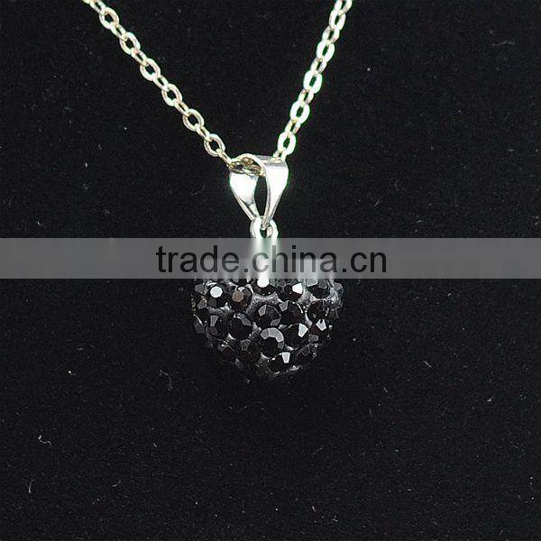 Wholesale Heart Shape New Arrival Double Colors White and Purple Crystal Clay Shamballa With Silver Chains Necklace