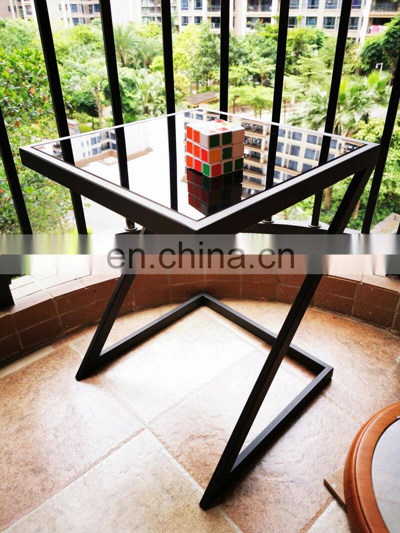 HOT Sell living room table America style sofa side table metal table with glass top