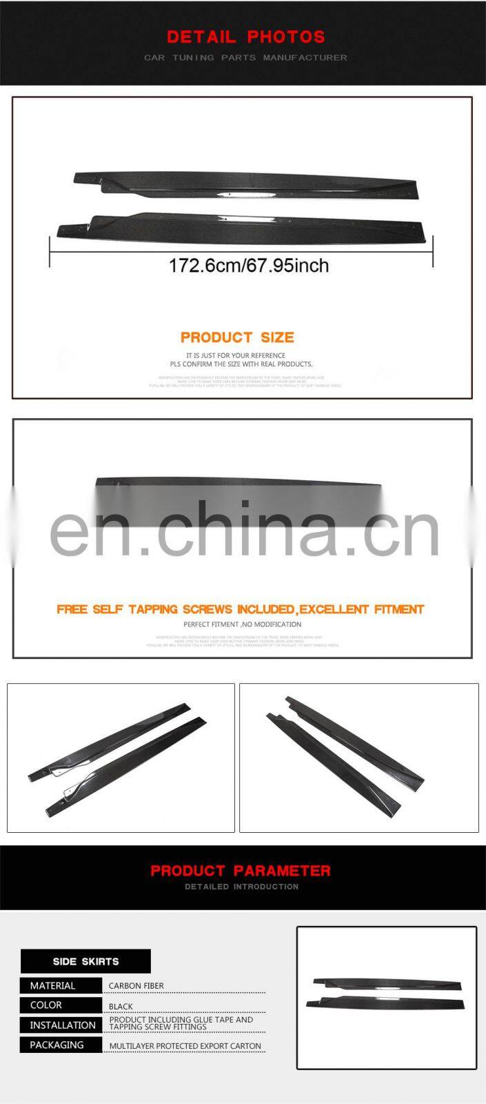 Aftermarket popular electric carbon fiber side skirt for BMW i3 2014-2020