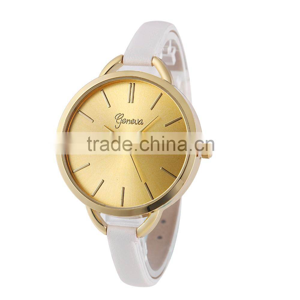 Small size strap band geneva lady leather watch wrist watch