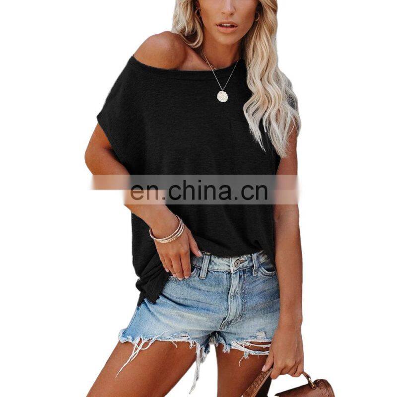 Manufacturers wholesale custom women's tops sports and leisure solid color round neck raglan short sleeve t-shirt