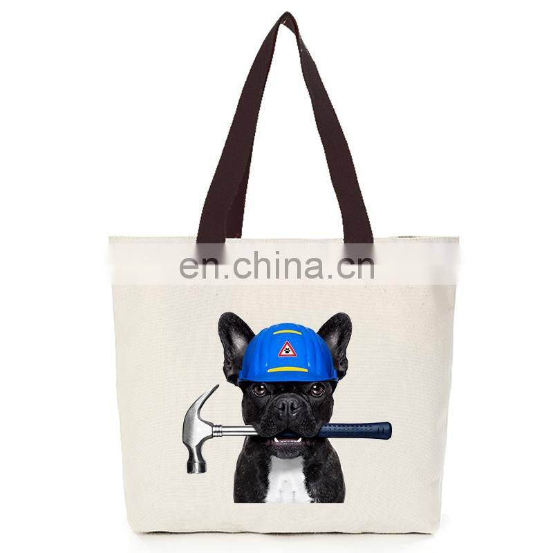 Womens Canvas Cotton Cool Dog Shoulder Shopping Hand Bag