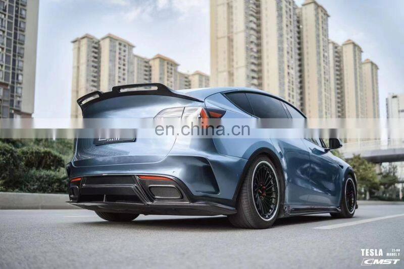 Runde Carbon Fiber Material For Tesla Model Y CMST Style Body Kit Hood Front Lip Side Skirts Rear Lip Spoiler