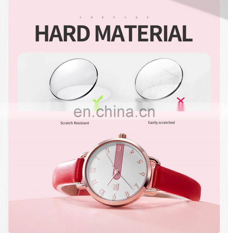 SHENGKE New Stylish Girls Red Sport Watch Fashion Luxury Brand Gold Quartz Watches Ladies Classic Reloj Para Mujer
