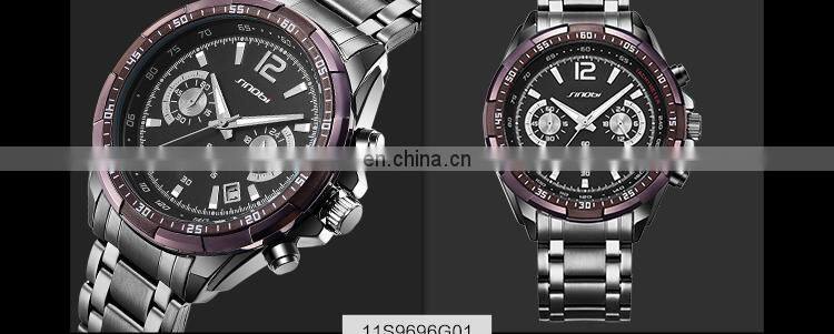 SINOBI Men Luxury Watch S9696G Multifunctional Stainless Steel Night Light Function Date Display Men's Watches Jam Tangan Pria