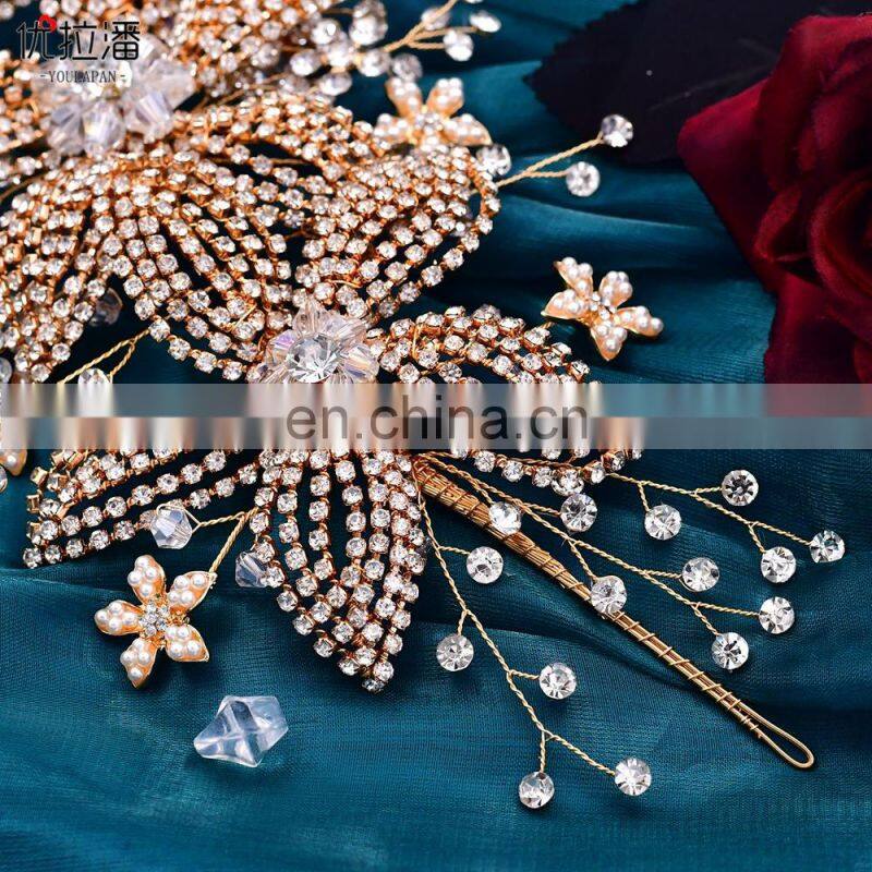 Flower Bridal Crown Tiara Rhinestone Wedding Hair Jewelry Bridal Hair Accessories Luxury Crystal Bridal Headwear