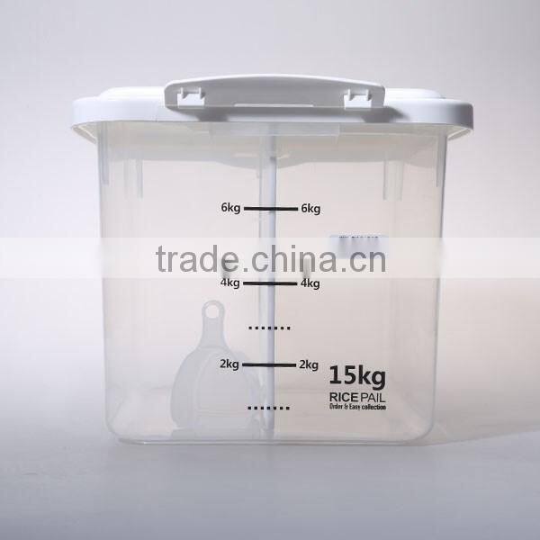 Transparent 15L Plastic Dry Food Container with Compartment