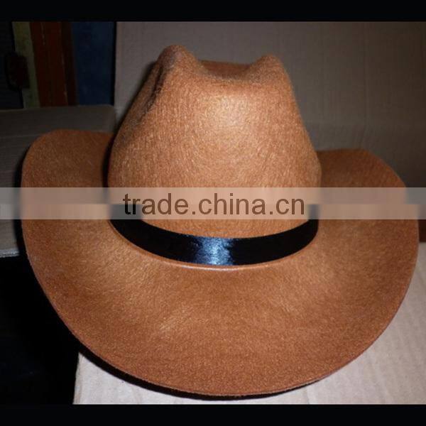 Factory custom 100% orange wool felt black western cheap felt cowboy hard hat with decoration