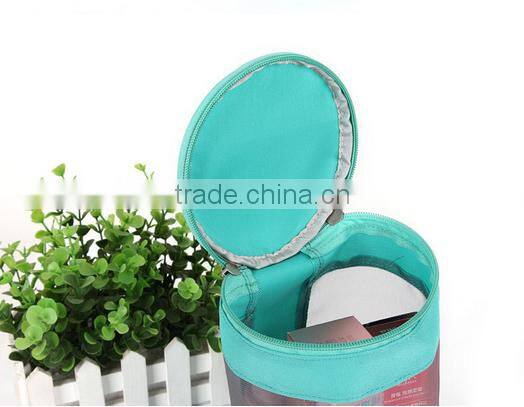 Hand cosmetic bag mesh drum shaped orangizer bag