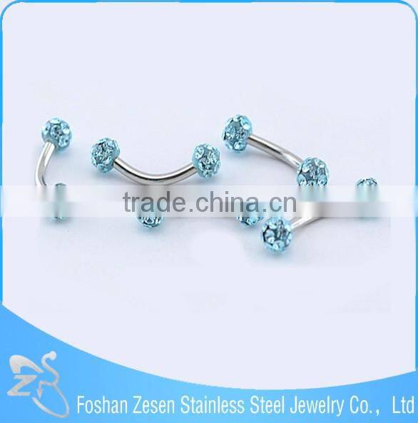 China manufacturer piercing medical steel purple crystal custom eyebrow rings