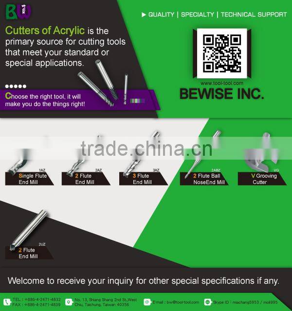 Tungsten Carbide Brazed Tips V Groove Cutter For Acrylic Material