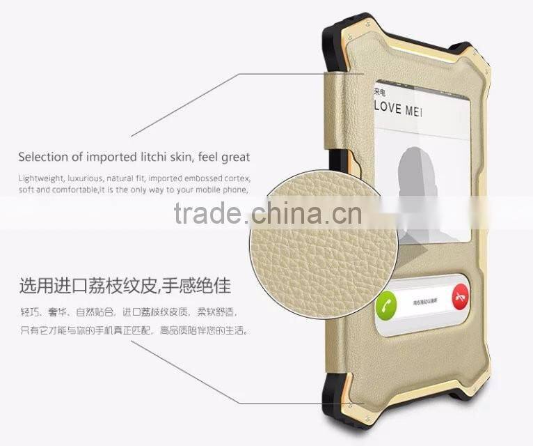 Love Mei MK2 Series Metal Aluminum Phone Cases Cover Flip Leather Shockproof Case For Sony Xperia Z5 TB-0152