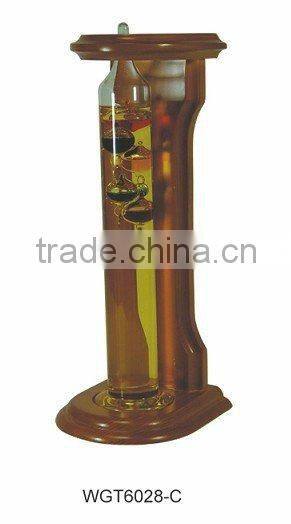 Colorful Galileo thermometer with Wood Frame