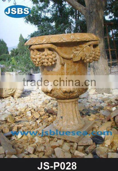Indoor Polishing Beige Marble Wall Flower Pot For Sale