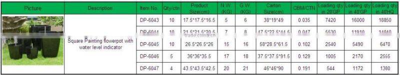 flower pot painting designs , square painting flowerpot with water level indicator