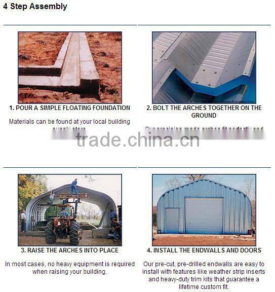 Galvalume Zinc and color steel curved prefabricated steel building