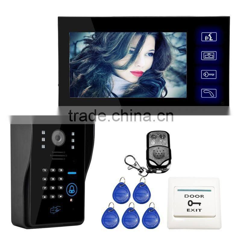 Wholesale Wired Touch Key 7" Video Door Phone Intercom System 1 RFID Keypad Code Number Doorbell Camera 1 Monitor