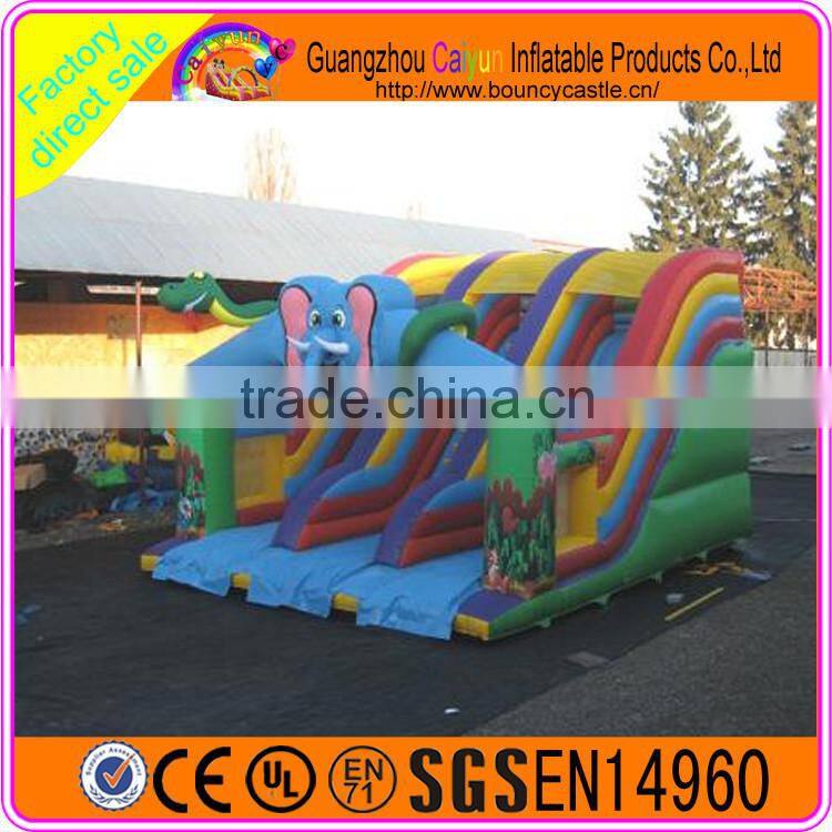 Elephant design inflatable plastic dry slide for sales