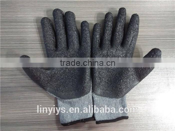 New premium black latex rubber coated palm coated work gloves