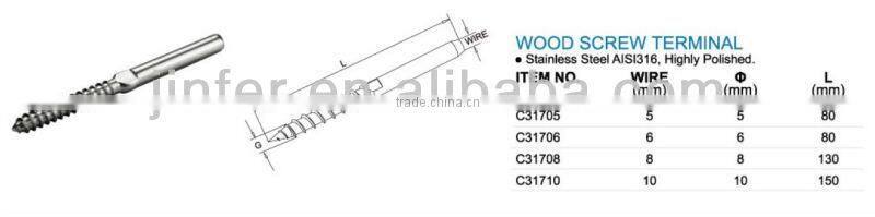 SS/stainless steel wood screw terminal