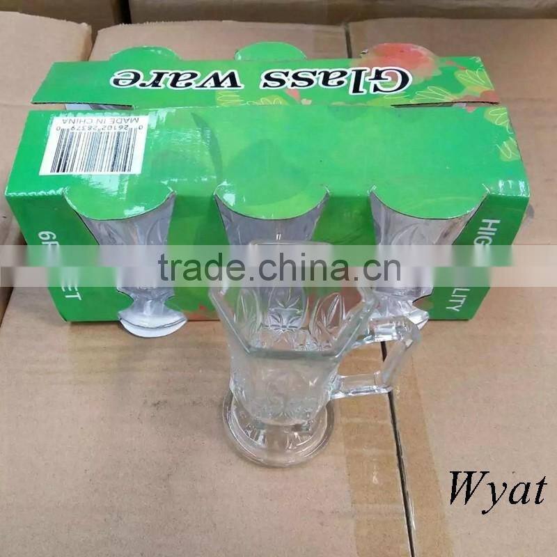 cheap 100ml 3oz glass wine cups with handle