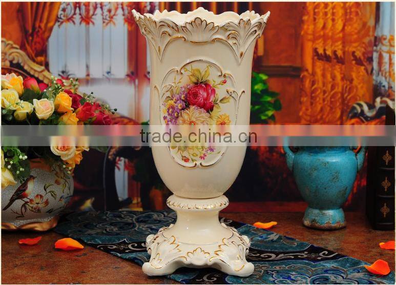 Modern luxury gold chinese ceramic vase for European style home decor