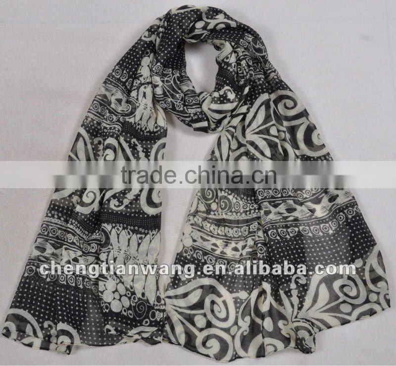 100% polyester lace print scarf