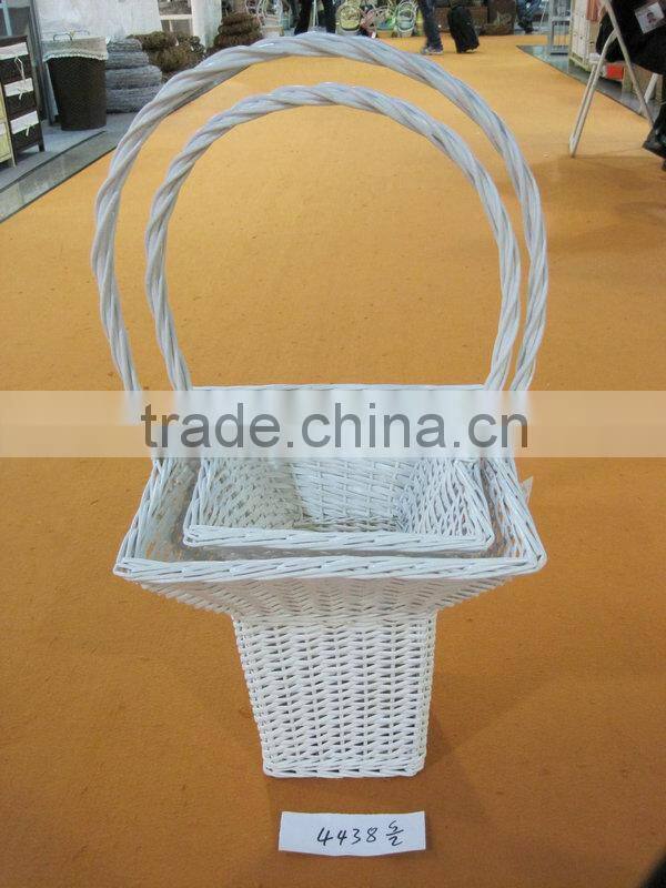 high quality a set of 2 pcs square white wicker flower baskets